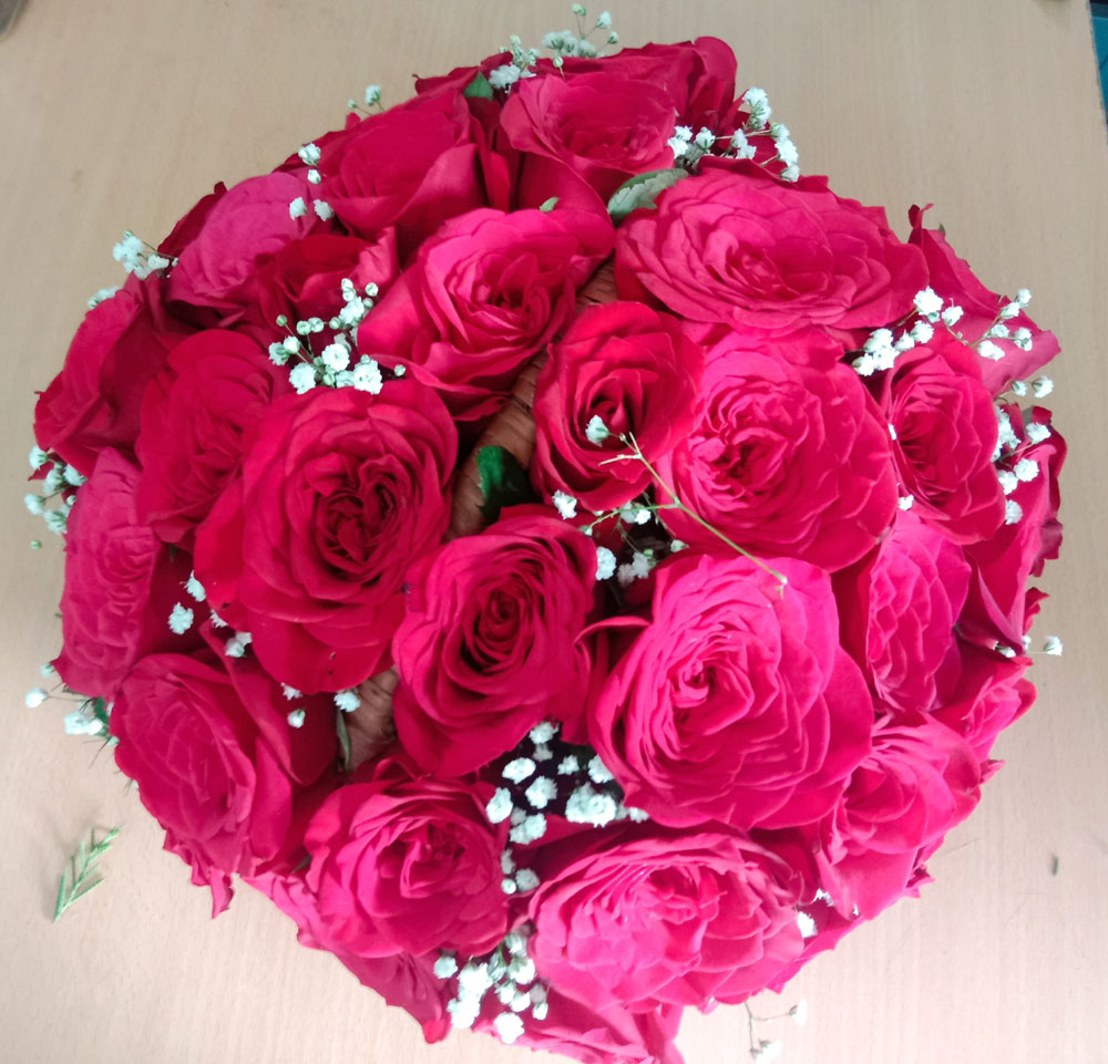 Classic Red Roses Basket Arrangement