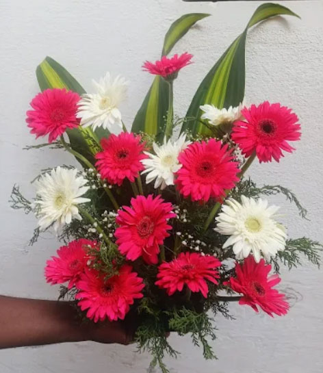 Elegant Pink Roses Flower Basket