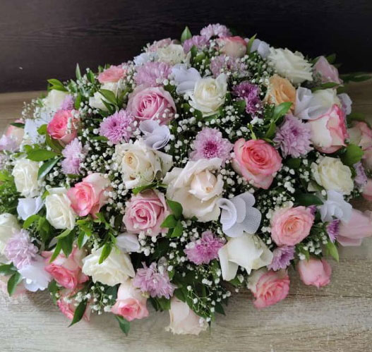 Premium Pink & White Roses with White Orchids, Chrysanthemums & Gypsophila Floral Arrangement