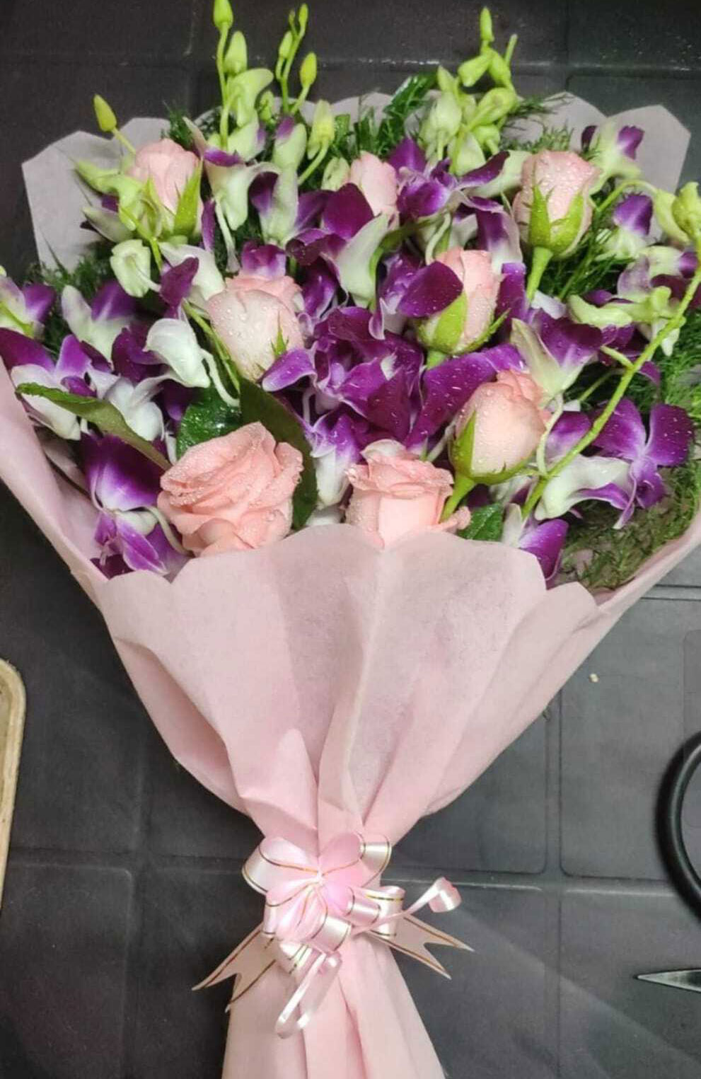 Orchid & Pink Rose Elegant Bouquet