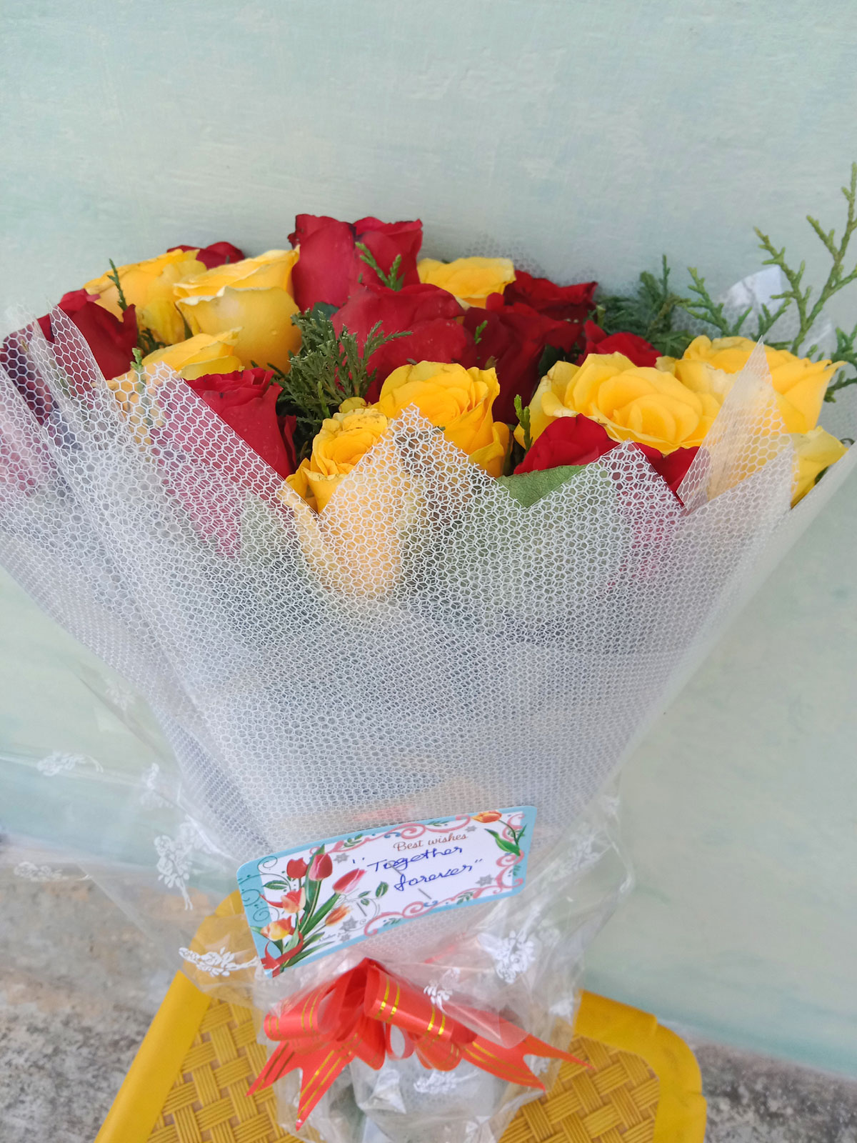 Red & Yellow Roses Hand Bouquet